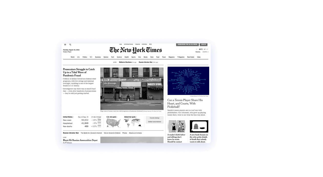 Image of a digital newspaper